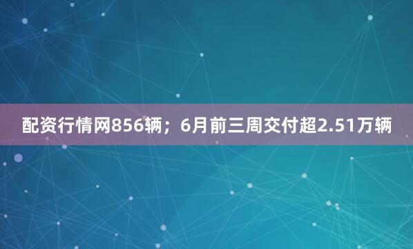 配资行情网856辆；6月前三周交付超2.51万辆